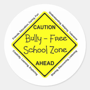 Pegatina Redonda Bully - Zona escolar libre