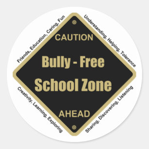 Pegatina Redonda Bully - Zona escolar libre