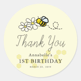 Pegatina Redonda Bumble/Abeja de miel Cualquier cumpleaños de edad 