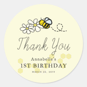 Pegatina Redonda Bumble/Abeja de miel Cualquier cumpleaños de edad