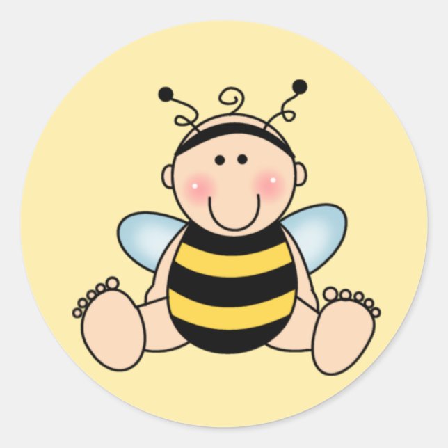 Pegatina Redonda Bumble Bee Baby (Anverso)