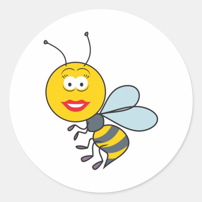 Pegatina Redonda Bumble Bee Face (Anverso)