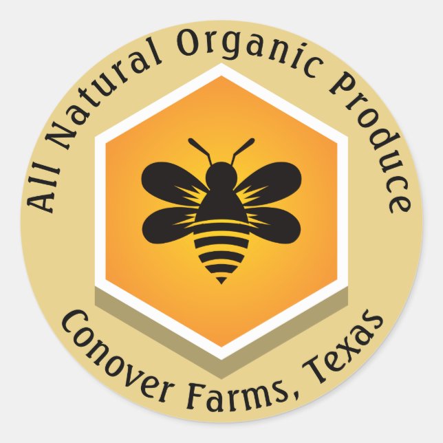 Pegatina Redonda Bumble Bee Organic Produce (Anverso)