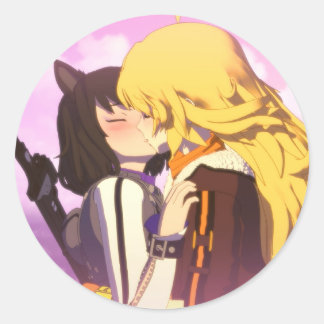 Pegatina Redonda Bumbleby Kiss Yang Xiao Long y Blake Belladonna