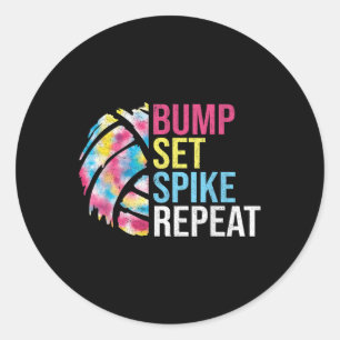 Pegatina Redonda Bump Set Spike Repetir Camisas De Voleibol Para Ch