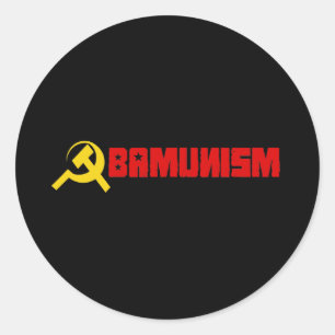 Pegatina Redonda Bumpersticker - Rojo obamunismo