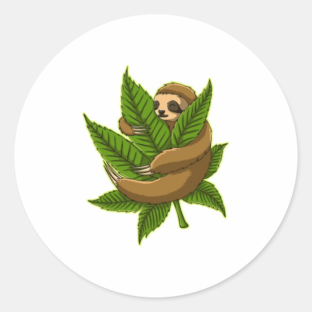 Pegatina Redonda Bun Weed Sloth (Anverso)