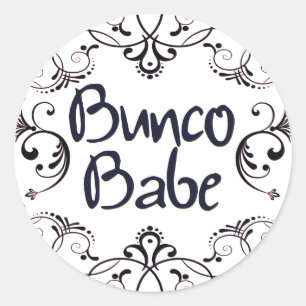 Pegatina Redonda Bunco Babe con botón Swirls