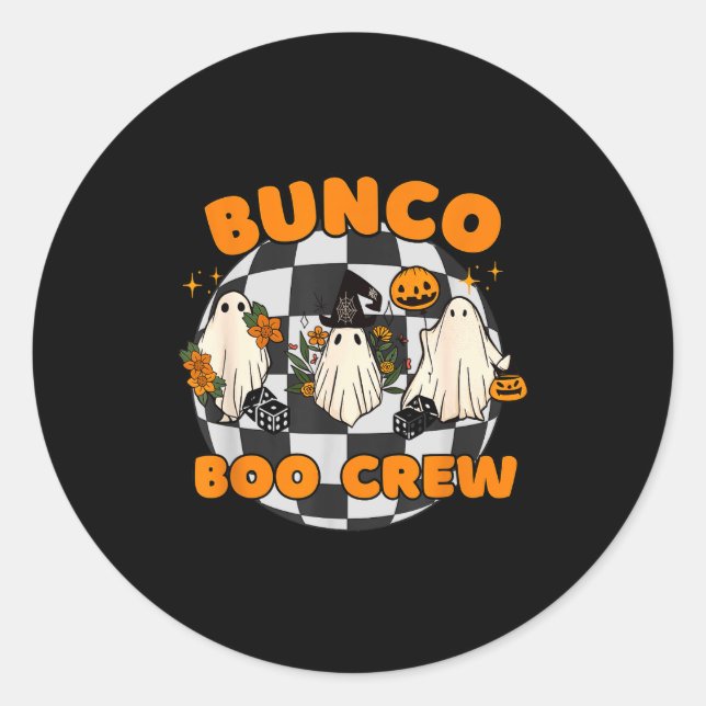 Pegatina Redonda Bunco Boo Crew Bunco Halloween Dice  (Anverso)