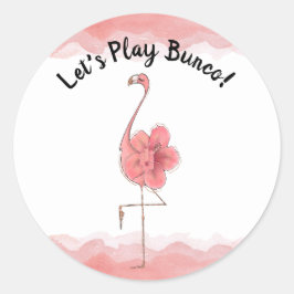Pegatina Redonda Bunco Bunko Pink Tropical Flamingo