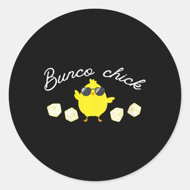 Pegatina Redonda Bunco Chick Easter Spring Bunco Dice (Anverso)