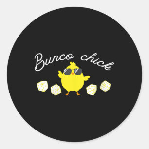 Pegatina Redonda Bunco Chick Easter Spring Bunco Dice