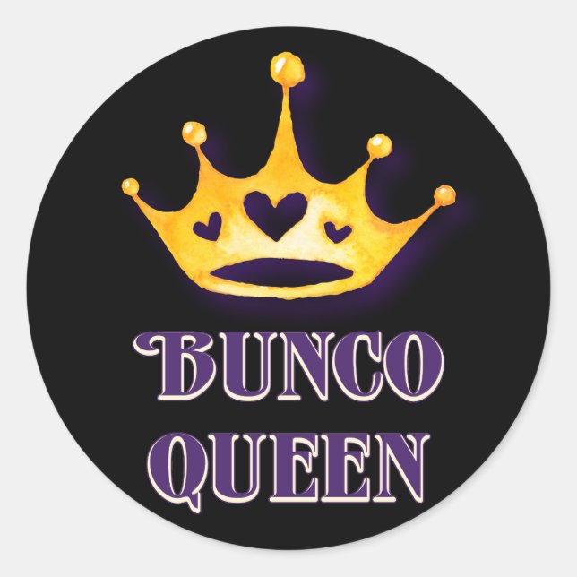 Pegatina Redonda Bunco Queen Crown Fiesta Purple Black (Anverso)