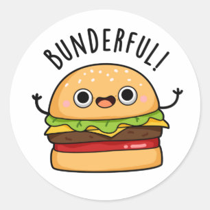Pegatina Redonda Bunderny Burger Bun Pun