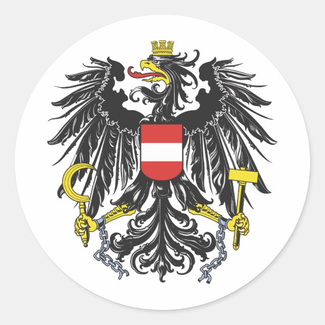 Pegatina Redonda Bundesadler Austria (Anverso)