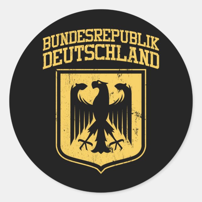 Pegatina Redonda Bundesrepublik Deutschland / Águila alemana (Anverso)