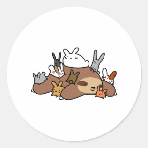 Pegatina Redonda Bunnies y Sloth