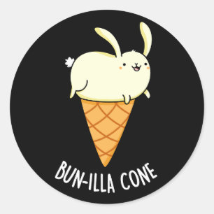 Pegatina Redonda Bunnilla Cone Funny Bunny Vanilla Dark BG