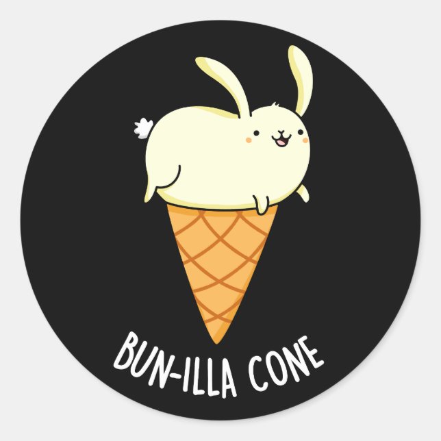 Pegatina Redonda Bunnilla Cone Funny Bunny Vanilla Dark BG (Anverso)