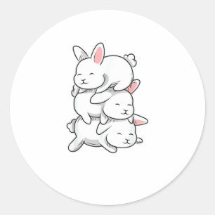 Pegatina Redonda Bunny Animal - Mascota gracioso Conejo Kawaii