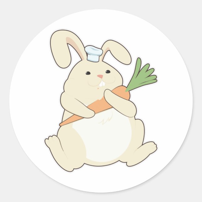 Pegatina Redonda Bunny as Cook with Carrot (Anverso)