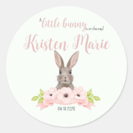 Pegatina Redonda Bunny Baby Shower Favor