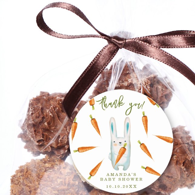 Pegatina Redonda Bunny Baby Shower - gracias (Subido por el creador)