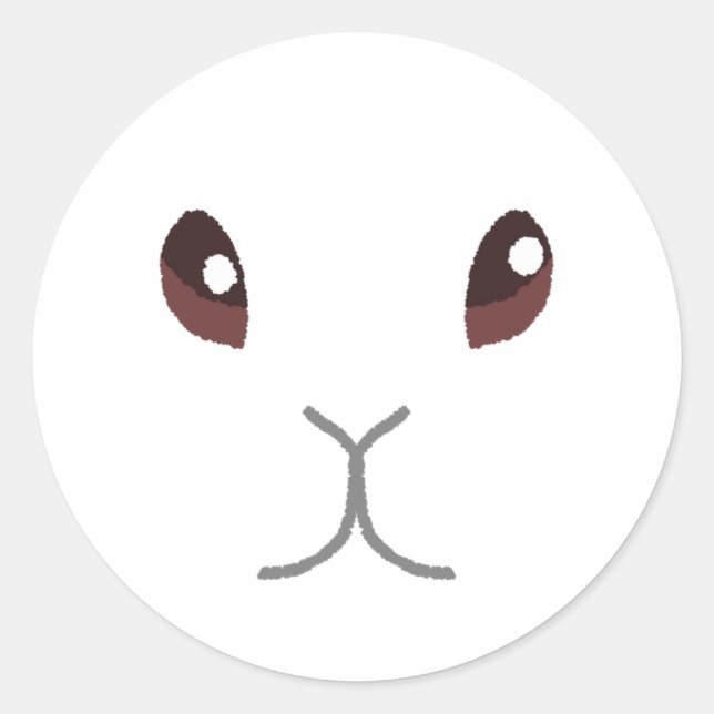 Pegatina Redonda Bunny blanco (Anverso)