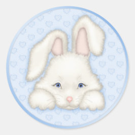 Pegatina Redonda Bunny blanco - Azul