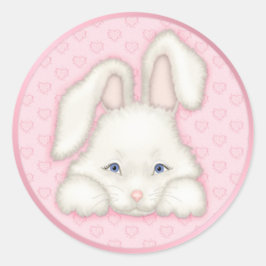 Pegatina Redonda Bunny blanco - rosa