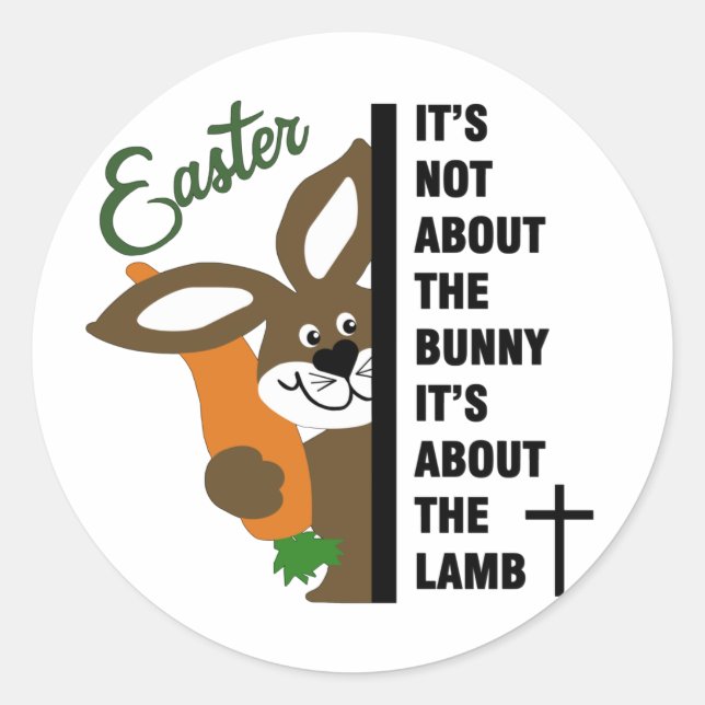 Pegatina Redonda Bunny cristiano de Pascua (Anverso)