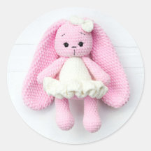 Bunny de crochet rosa - Diseño de arte artesanal