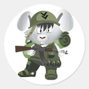 Pegatina Redonda Bunny del ejército