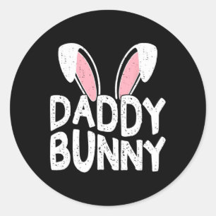 Pegatina Redonda Bunny Ears Easter Family coincidiendo con el Día d