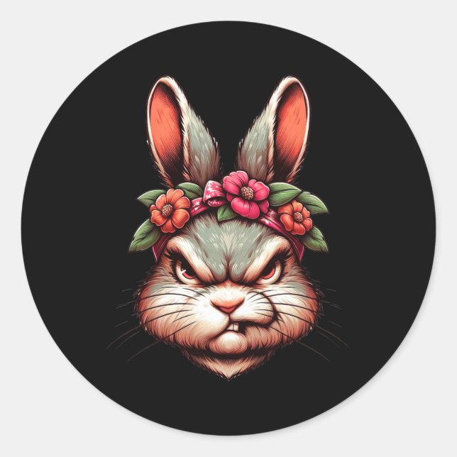 Pegatina Redonda Bunny Easter Angry Bunny (Anverso)