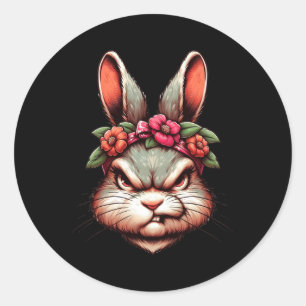 Pegatina Redonda Bunny Easter Angry Bunny