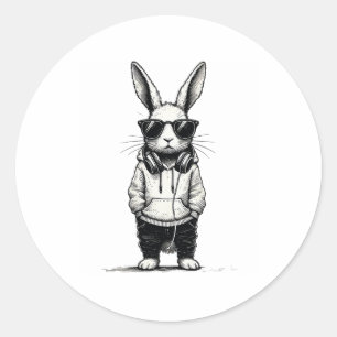Pegatina Redonda Bunny Face Con Sungles Easter Day Para Hombres Mas