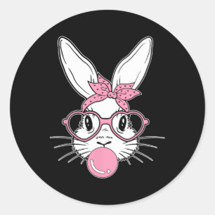 Pegatina Redonda Bunny Face Easter Day Bubblegum Bandana Gles Chica