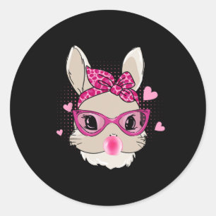 Pegatina Redonda Bunny Face Easter Day Bubblegum Bandana Gles Mujer