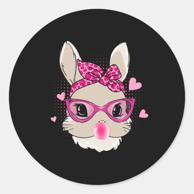 Pegatina Redonda Bunny Face Easter Day Bubblegum Bandana Gles Mujer (Anverso)