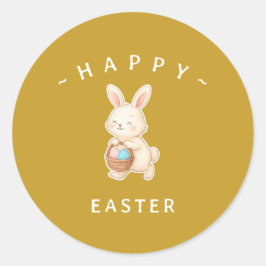 Pegatina Redonda Bunny Happy Easter Round Stickers