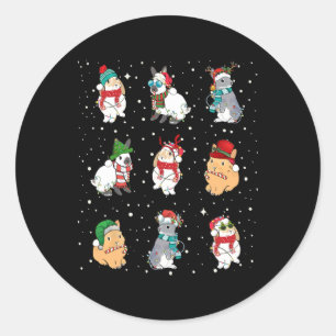 Pegatina Redonda Bunny In Xmas Ilustra Funny Rabbit Lover Navidades