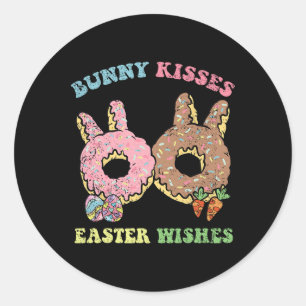 Pegatina Redonda Bunny Kisses Pascua Desearía Caza de Huevos Donut 