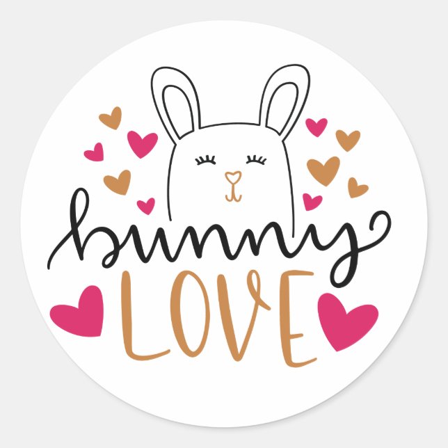 Pegatina Redonda Bunny Love (Anverso)