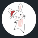 Pegatina Redonda Bunny Merry Christmas Winter Animals Rabbits<br><div class="desc">El conejo para Navidades con luces de hadas. Animales divertidos con regalos y nieve para las vacaciones. También es gracioso para los Navidades en julio. Hasen son animales dulces y perfectos para los Navidades.</div>
