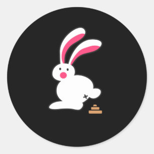 Pegatina Redonda Bunny Poops Gracioso Conejo Divertido Conejo De Ce