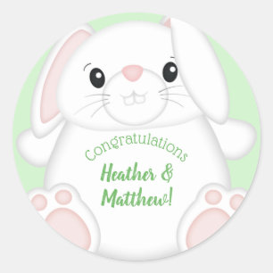 Pegatina Redonda Bunny Rabbit Baby Shower