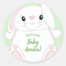 Pegatina Redonda Bunny Rabbit Baby Shower