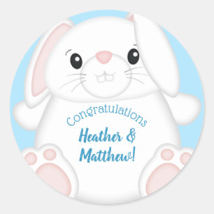 Pegatina Redonda Bunny Rabbit Baby Shower Woodland