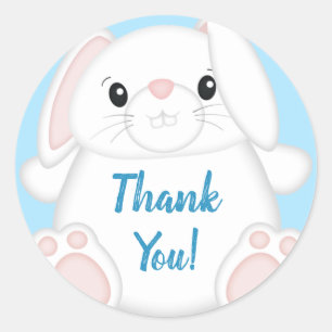 Pegatina Redonda Bunny Rabbit Baby Shower Woodland